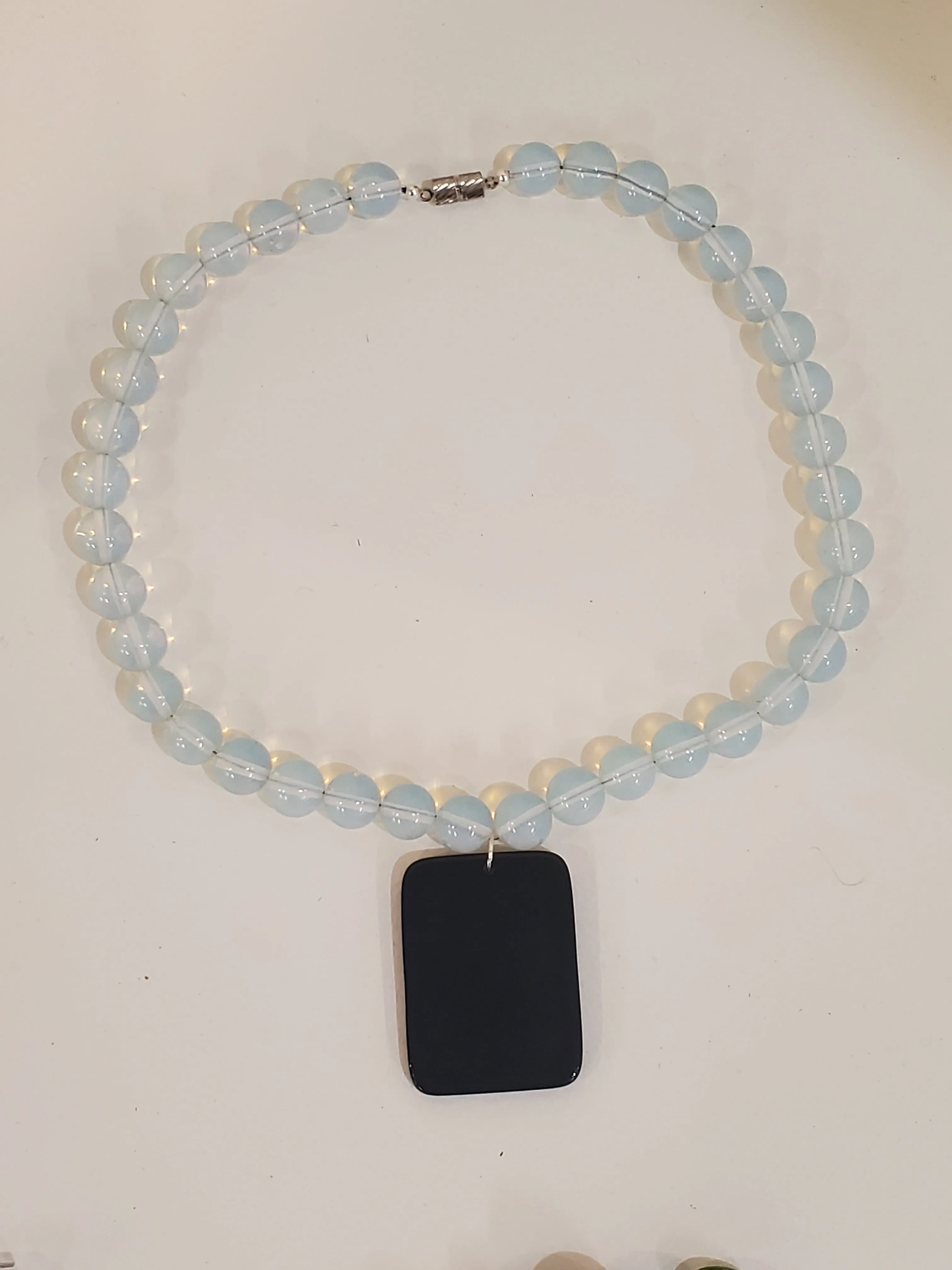 Opaline Glass and Obsidian choker