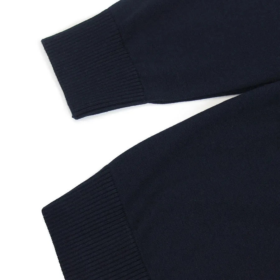 Paul & Shark - Crew Neck Button Shoulder Jumper in Navy
