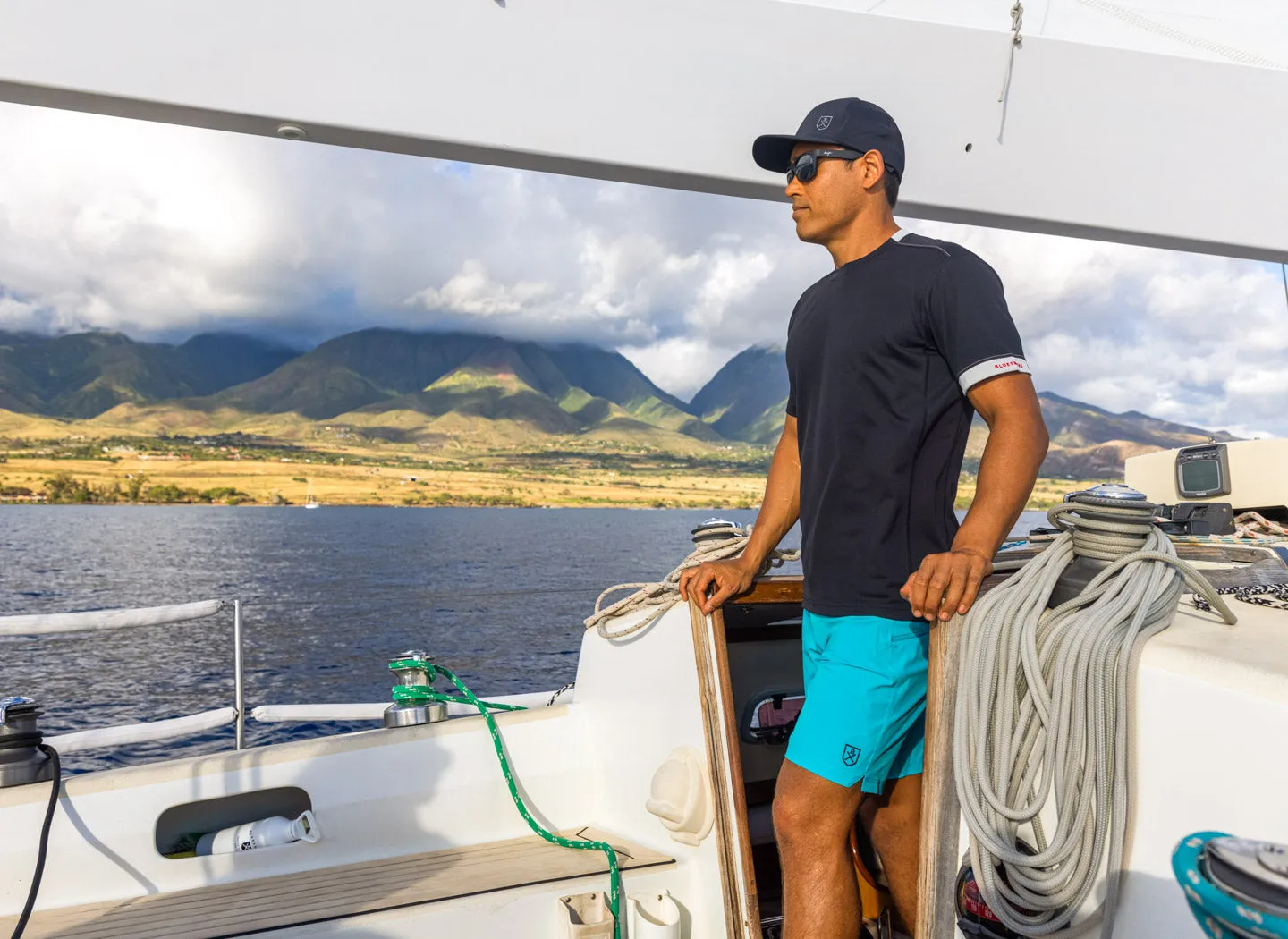 The Spartan Board Shorts -  9" Inseam - Almost Black   Makena Blue