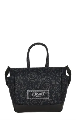 TOTE FABRIC CALF LEATHER EMBROIDERY